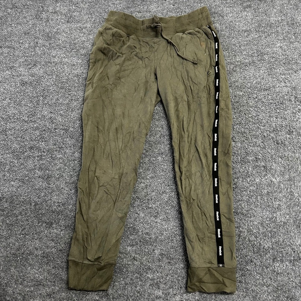 Reebok Joggers Womens Size XS Olive Green Side Logo Tape Athletic Sweatpants